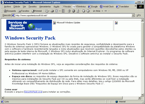 La falsa actualizacin es un archivo de solo 39 Kb, identificado por algunos antivirus (Kaspersky, Dr. Web, F-Prot), como "Trojan.spy.sckeylog.d"