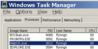 En la lista de tareas, de la lengeta Procesos, seale HelpCtr.exe