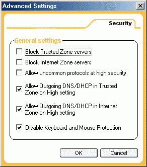 En la ventana Advanced Settings, Security, las únicas opciones que deben estar marcadas son las dos últimas